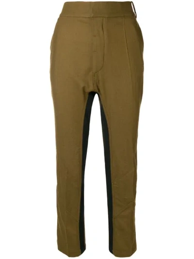 Haider Ackermann Cropped Stripe Panel Trousers In Brown