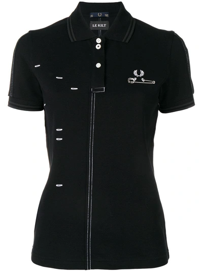 Le Kilt X Fred Perry Stitch-detail Polo Shirt - Black