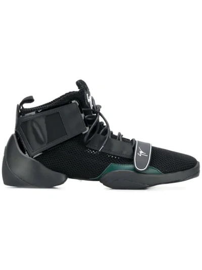 Giuseppe Zanotti Split Sole Logo Strap Sneakers In Black