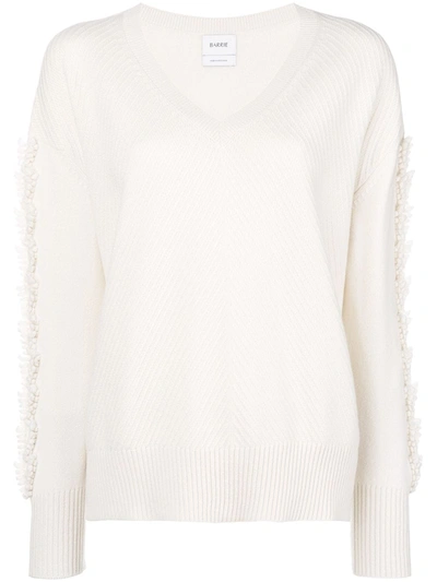 Barrie Troisieme Dimension Cashmere V-neck Pullover In White