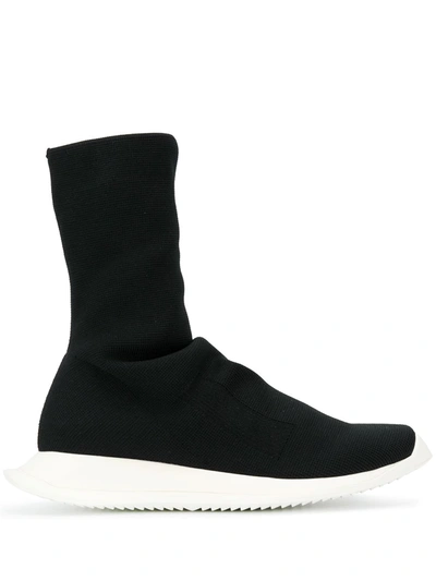 Rick Owens Drkshdw Runner Stretch-knit High-top Sneakers In Black