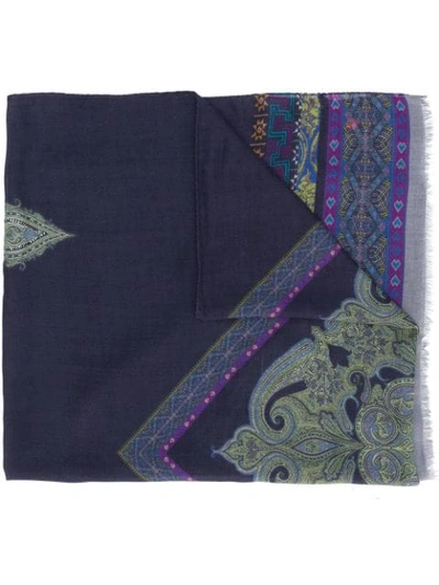 Etro Pattern Print Scarf - Blue