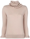 Barrie Flying Lace Cashmere Turtleneck Pullover In Pink