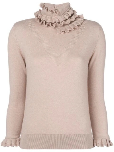 Barrie Flying Lace Cashmere Turtleneck Pullover In Pink