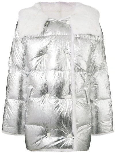 Yves Salomon Padded Oversized Jacket In Metallic
