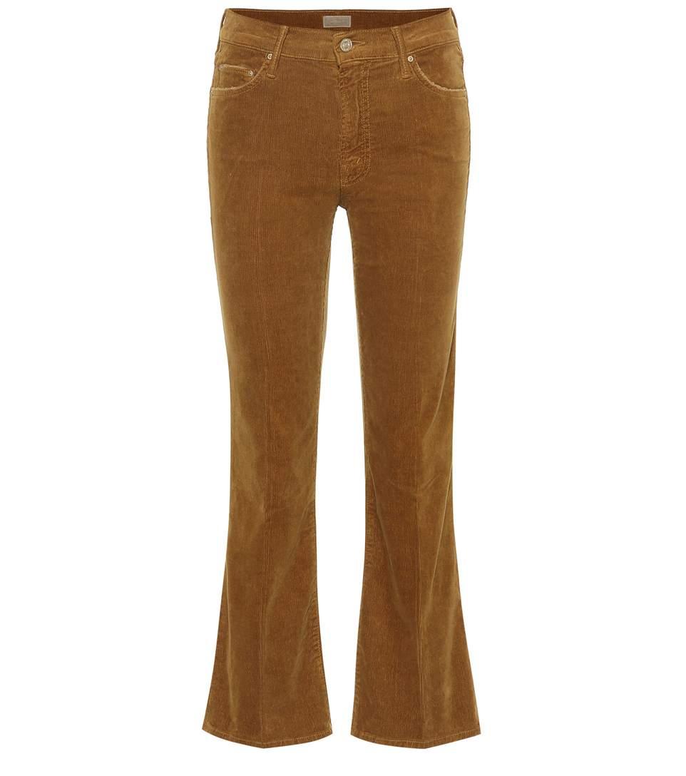 Mother The Outsider Cropped Corduroy Jeans In Brown | ModeSens