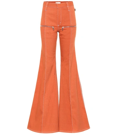 Chloé Zip-embellished High-rise Flared Jeans In Orange
