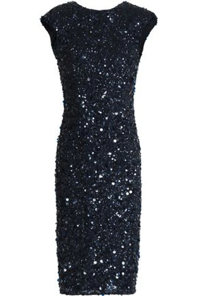 Rachel Gilbert Woman Sequined Tulle Dress Navy