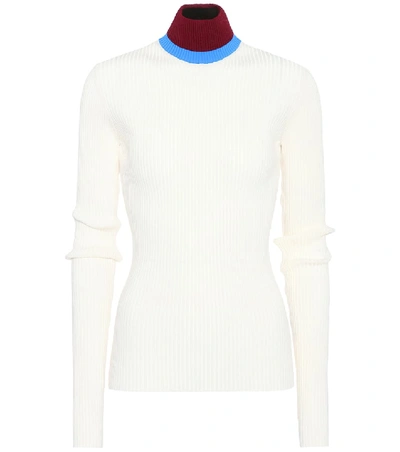 Calvin Klein 205w39nyc Calvin Klein Jeans Woman Appliquéd Ribbed Wool-blend Turtleneck Sweater Ivory