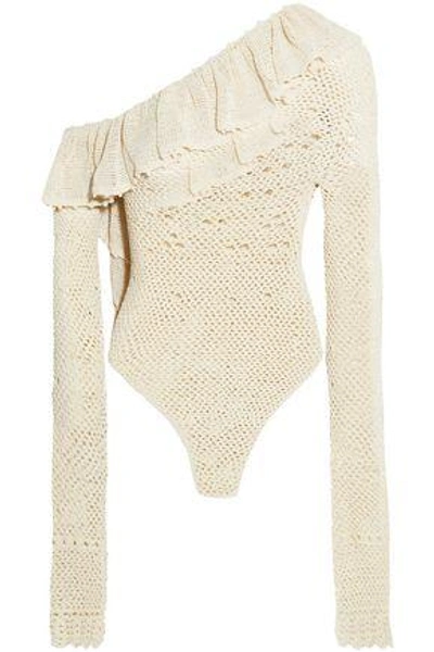 Magda Butrym Woman Natal One-shoulder Crocheted Cotton-blend Bodysuit Ecru