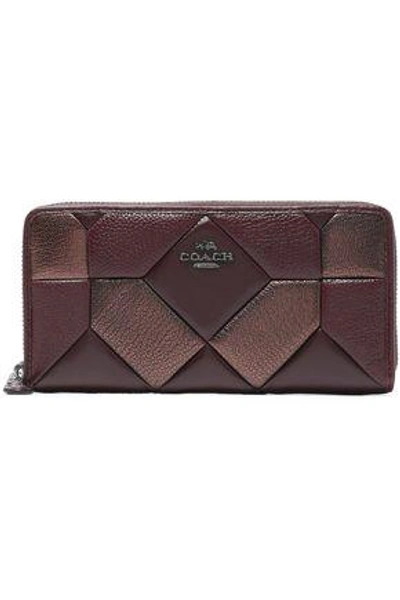 Coach Woman Quilted Textured-leather Wallet Bronze