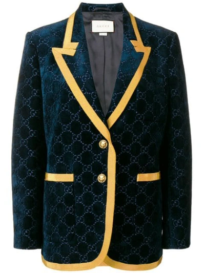 Gucci Velvet Style Blazer In Blue