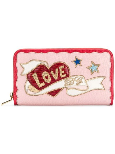 Dolce & Gabbana Love Patch Wallet In Pink