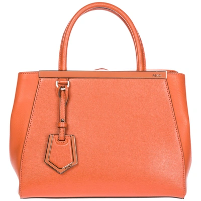 Fendi Women's Leather Handbag Shopping Bag Purse Petite 2jours Elite In Red