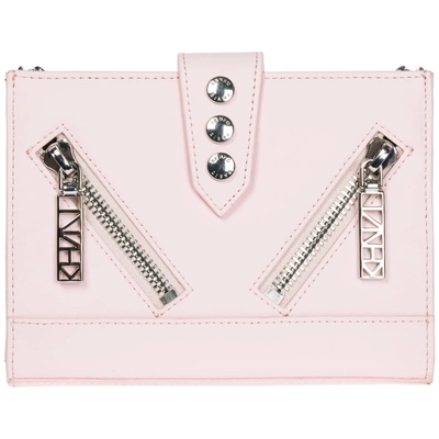 Kenzo Women's Leather Clutch With Shoulder Strap Handbag Bag Purse  Kalifornia In Pink