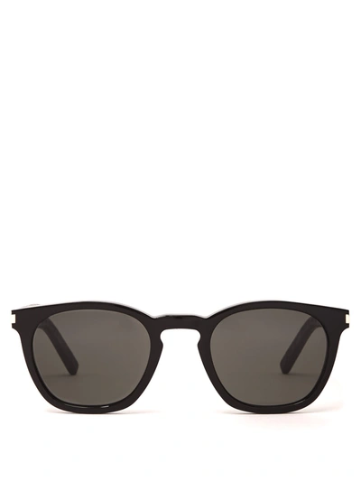 Saint Laurent Round-frame Acetate Sunglasses In Black-black-black