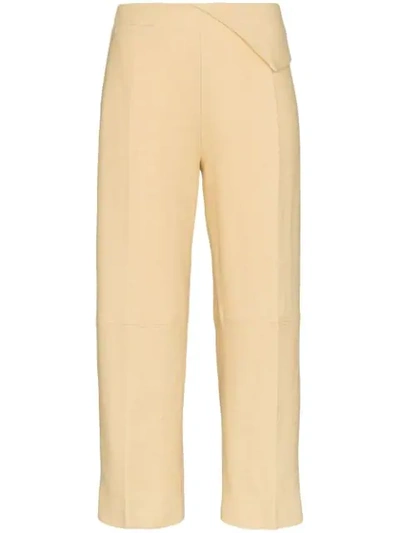 Jacquemus Joao Cropped Wool-blend Straight-leg Pants In Pale Yellow