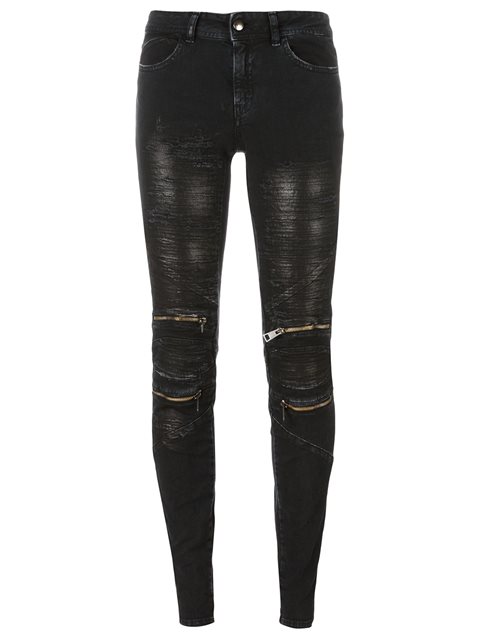 Just Cavalli Skinny Fit Zip Detail Shiny Jeans | ModeSens