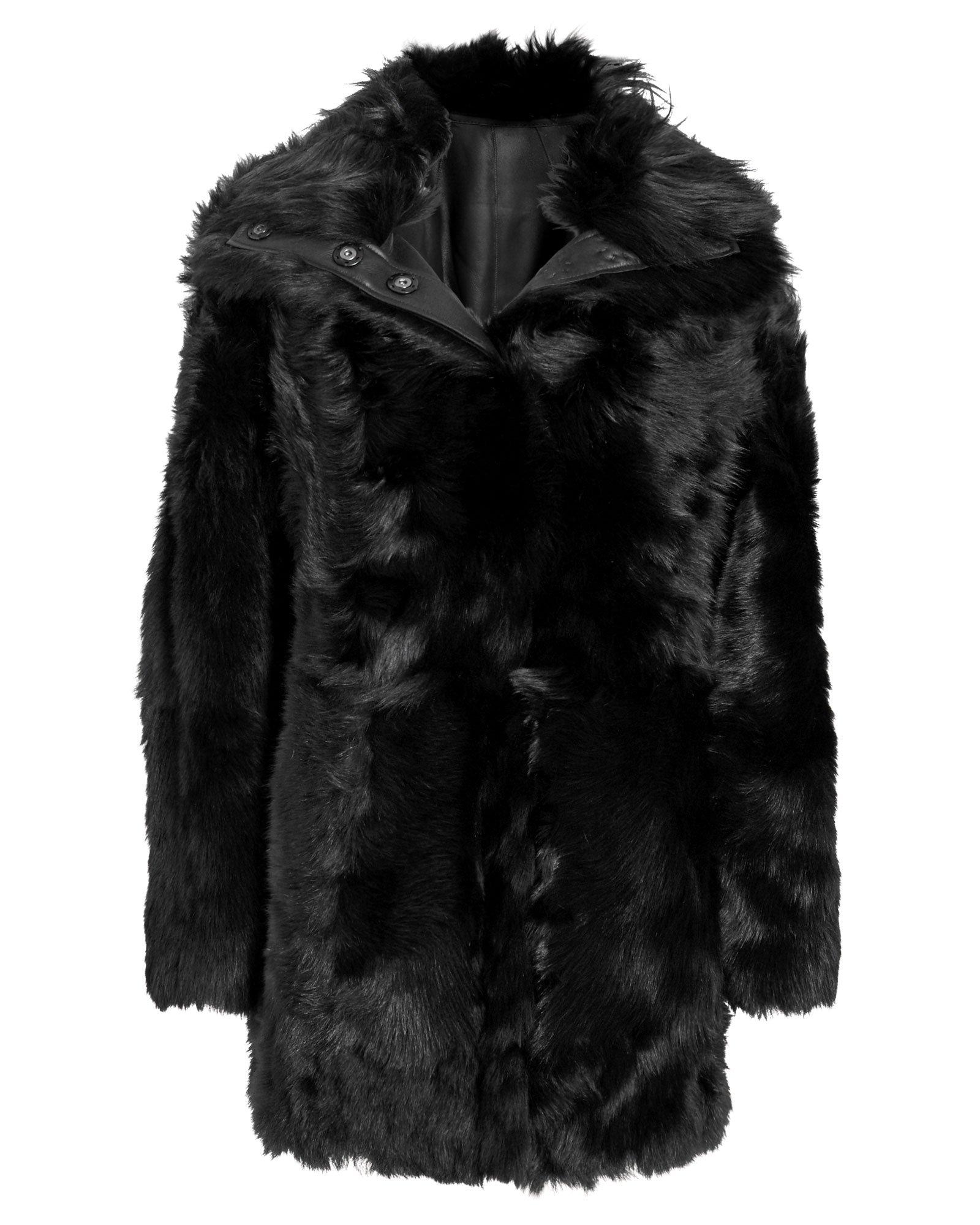 Yves Salomon High Collar Reversible Shearling Coat Black | ModeSens