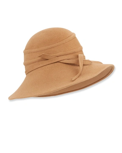 Marzi Felt Textured Cloche Hat In Camel
