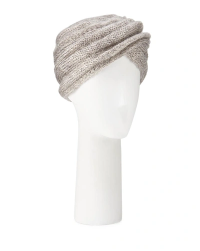 Marzi Mohair-blend Knit Turban In Light Gray