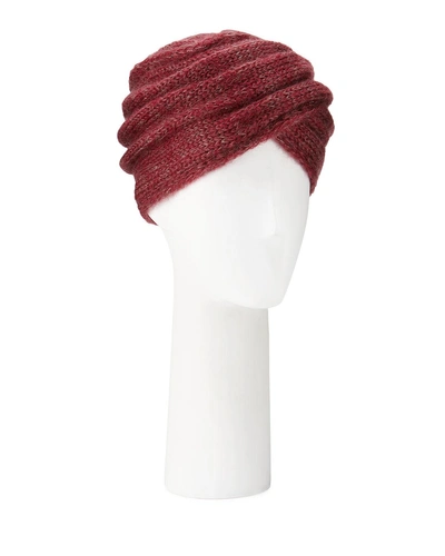 Marzi Mohair-blend Knit Turban In Burgundy