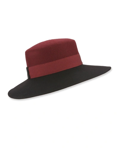 Marzi Colorblock Structured Wool Hat In Black/burgundy