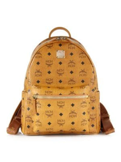 Mcm Small Stark Visetos Backpack In Cognac