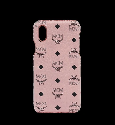 Mcm Iphone X Case In Visetos Original In Soft Pink