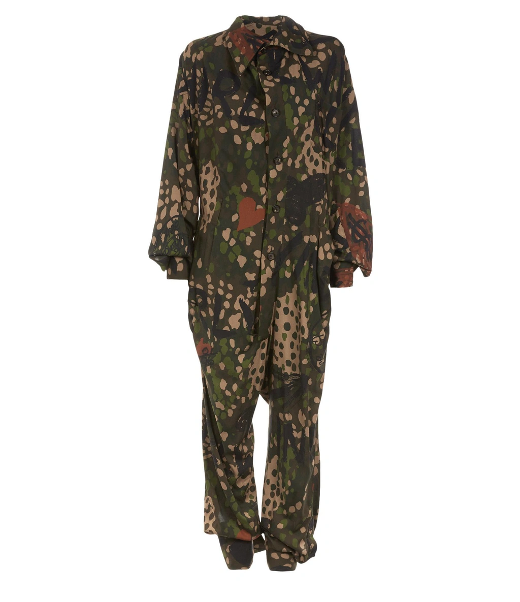 Vivienne Westwood Alcoholic Jumpsuit Green Camouflage | ModeSens