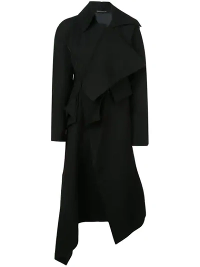 Yohji Yamamoto Asymmetric Front Coat - Black