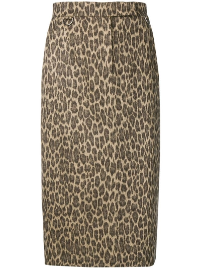 Max Mara Leopard Print Pencil Skirt In Brown