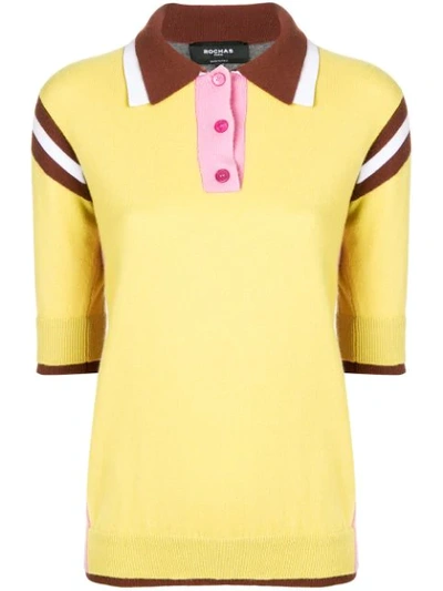 Rochas Knitted Polo Shirt In Yellow