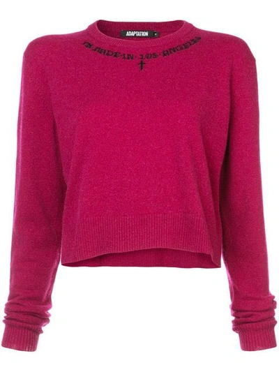 Adaptation Crew Neck Cropped Jumper In Berry/black