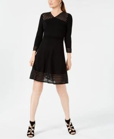 Calvin Klein Petite Illusion A-line Dress In Black