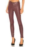 J Brand Mid Rise Skinny Leather Pant In Wine