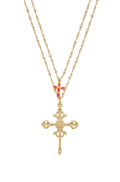 Joolz By Martha Calvo Roman Cross Set Necklace In Gold In Metallic Gold