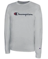 Champion Men's Script-logo Long Sleeve Tshirt In Blue