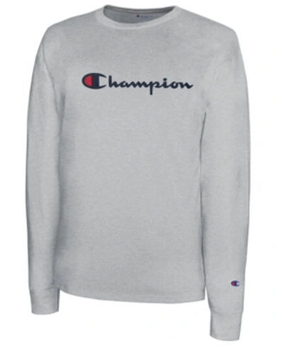 Champion Men's Script-logo Long-sleeve T-shirt In Black
