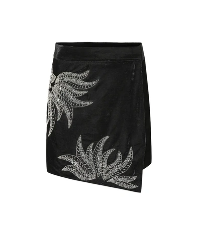 Dodo Bar Or Paula Embellished Velvet Mini Skirt In Black