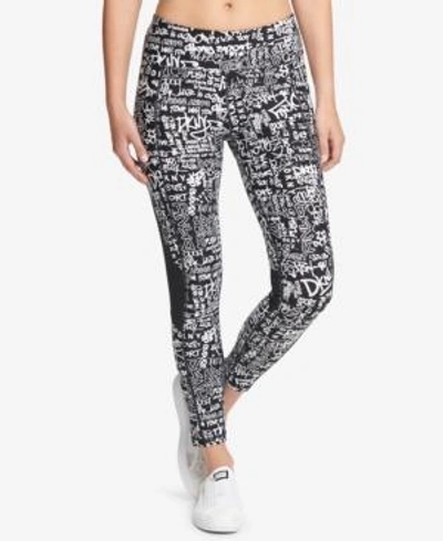 Dkny Sport Graffiti-print High-waist Leggings, Created For Macy's In Black