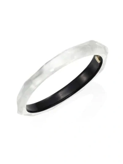 Alexis Bittar Skinny Faceted Lucite Bangle Bracelet In Silver