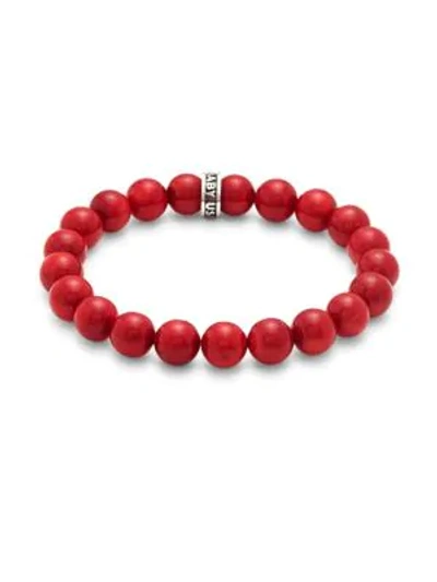 King Baby Studio Sterling Silver Beaded Bracelet In Red