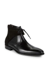 Mezlan 18686 Tie Front Leather Chelsea Boots In Black