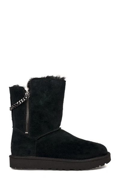 Ugg Black Classic Short Sparkle Zip Low Boot In Nero