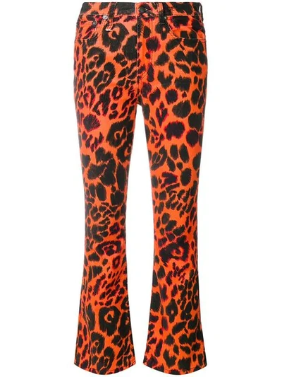 R13 Kick Fit Leo-print Stretch-cotton Jeans In Arancione