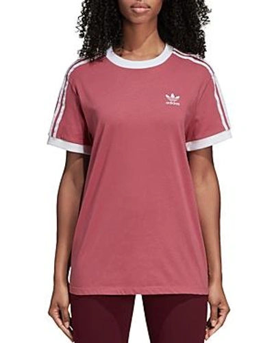 Adidas Originals Adicolor Cotton Three-stripe T-shirt In Maroon