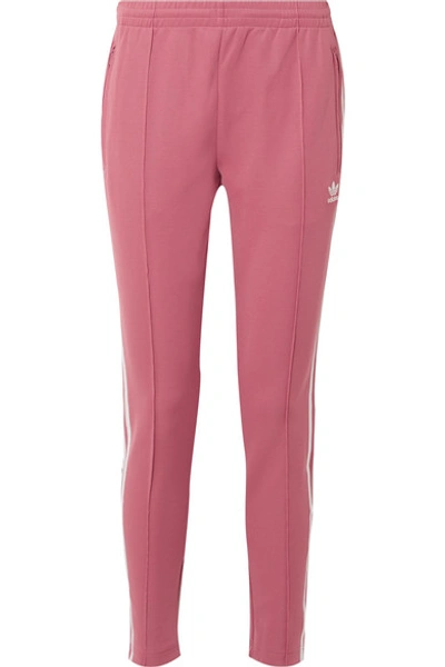 Adidas Originals Sst Striped Jersey Track Pants In Pink
