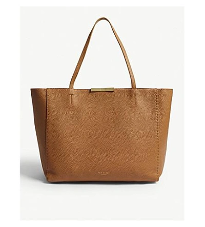 Ted Baker Caullie Leather Tote In Tan