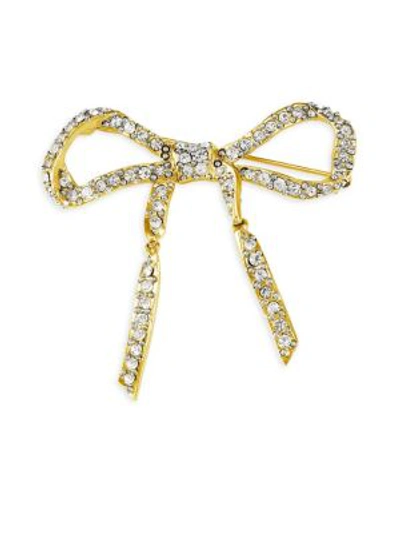 Oscar De La Renta Pavé Metal Bow Brooch In Gold